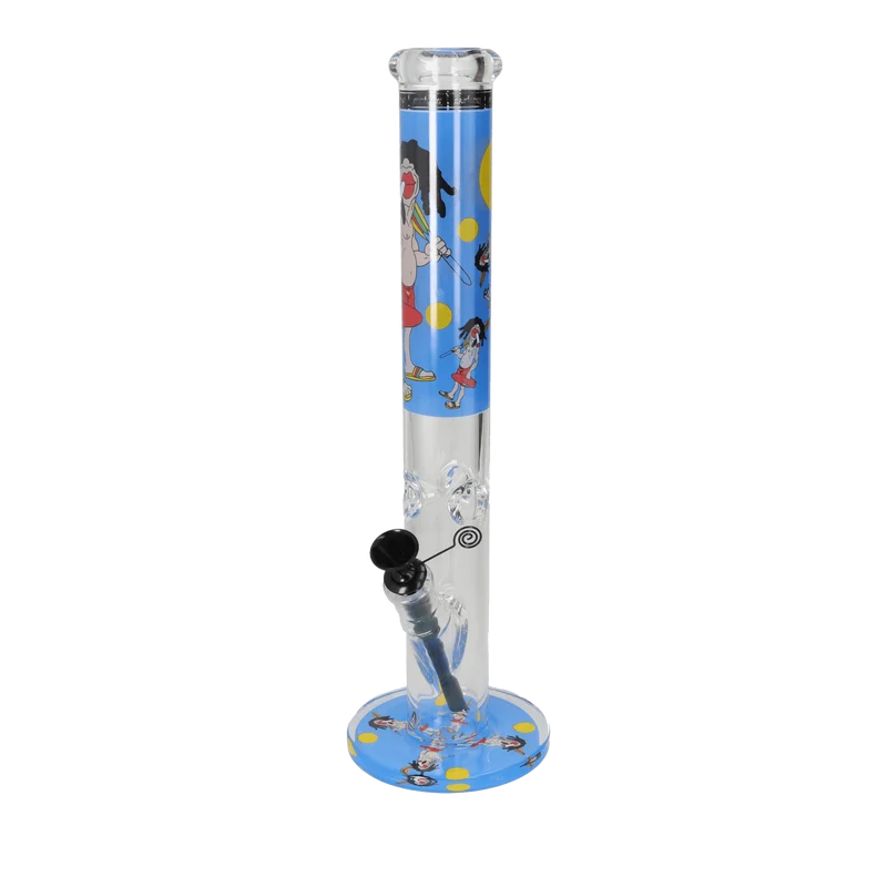 Super Heroes Glasbong Ice Zylinder, transparent Rasta blau, H. 42 cm Ø 4 cm