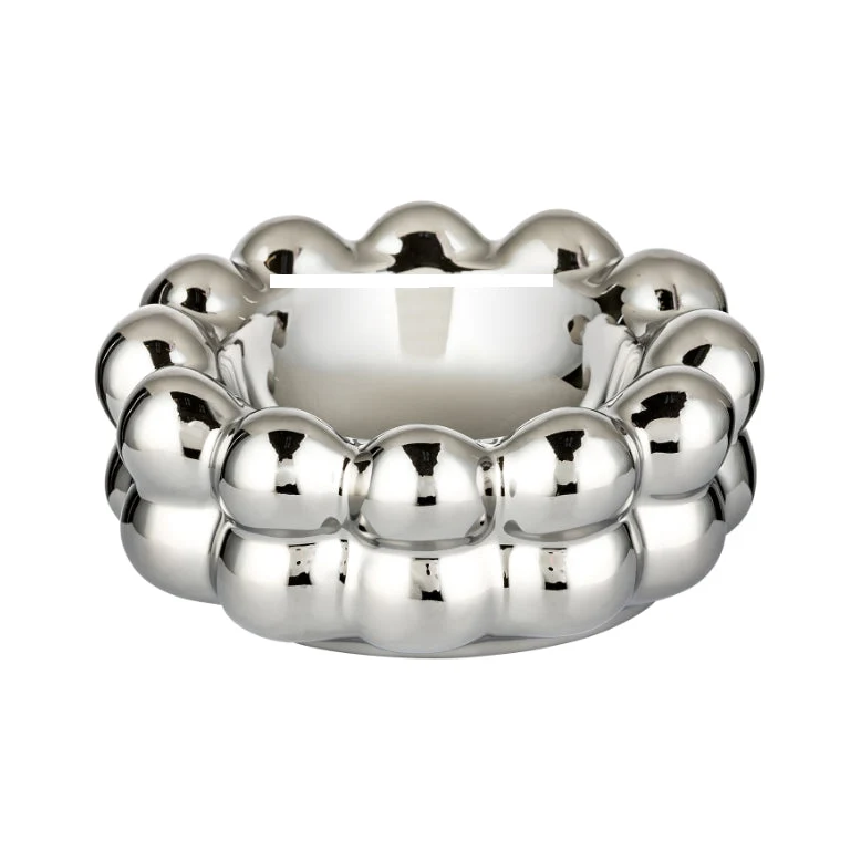 Angelo Keramik-Aschenbecher Silber Rund 15 cm