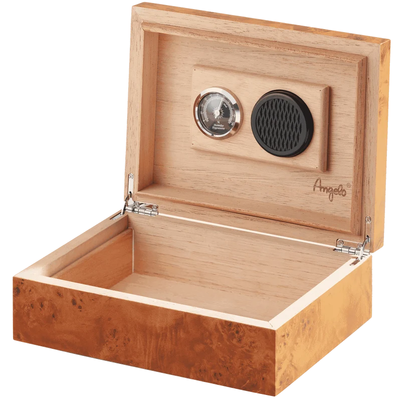 Angelo Humidor Set Wurzelholz-Optik