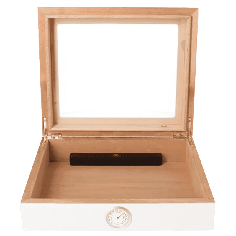 Germanus Humidor Mensalla weiß matt, mit Fenster
