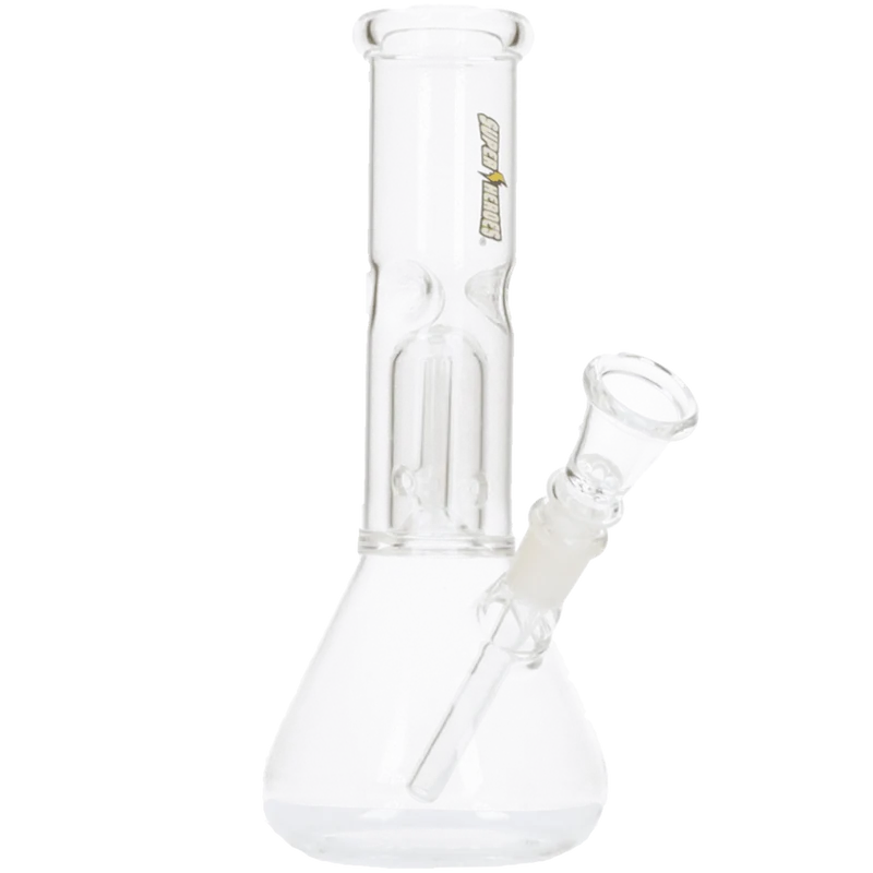 Super Heroes Glasbong Ice+Percolator konisch transparent, H.21cm, Ø3,7cm, Glaschillum 14er Schliff