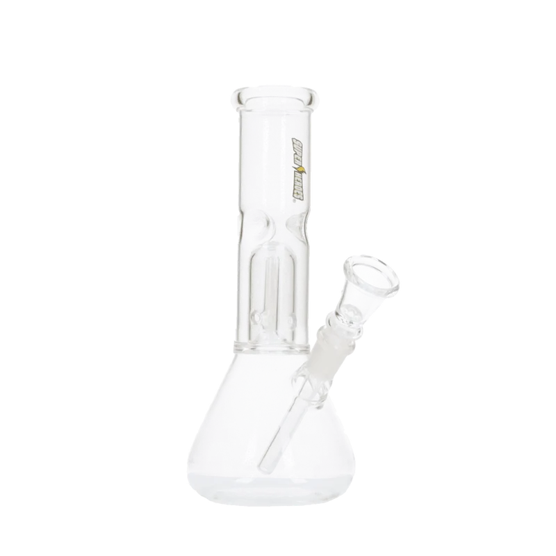 Super Heroes Glasbong Ice+Percolator konisch transparent, H.21cm, Ø3,7cm, Glaschillum 14er Schliff