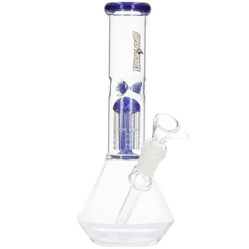 Super Heroes Glasbong Ice+Percolator konisch transparent mit blau, 25cm