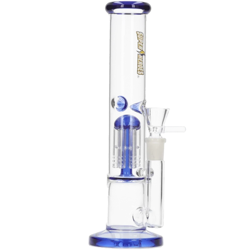 Super Heroes Glasbong Ice+Percolator Zylinder transparent mit blau, 25,8cm