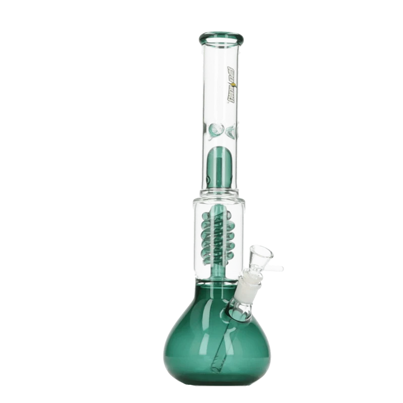 Super Heroes Glasbong Ice+Percolator Kugel transp/grau, H.39,5cm, Ø4,2cm, Glaschillum 14er Schliff