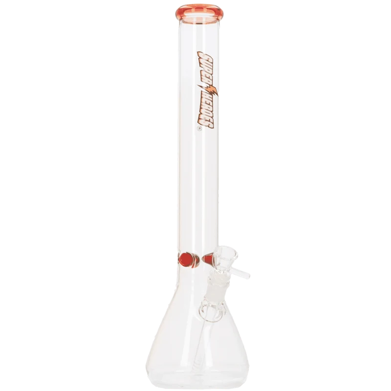 Super Heroes Glasbong konisch transparent mit rot, 45,2cm