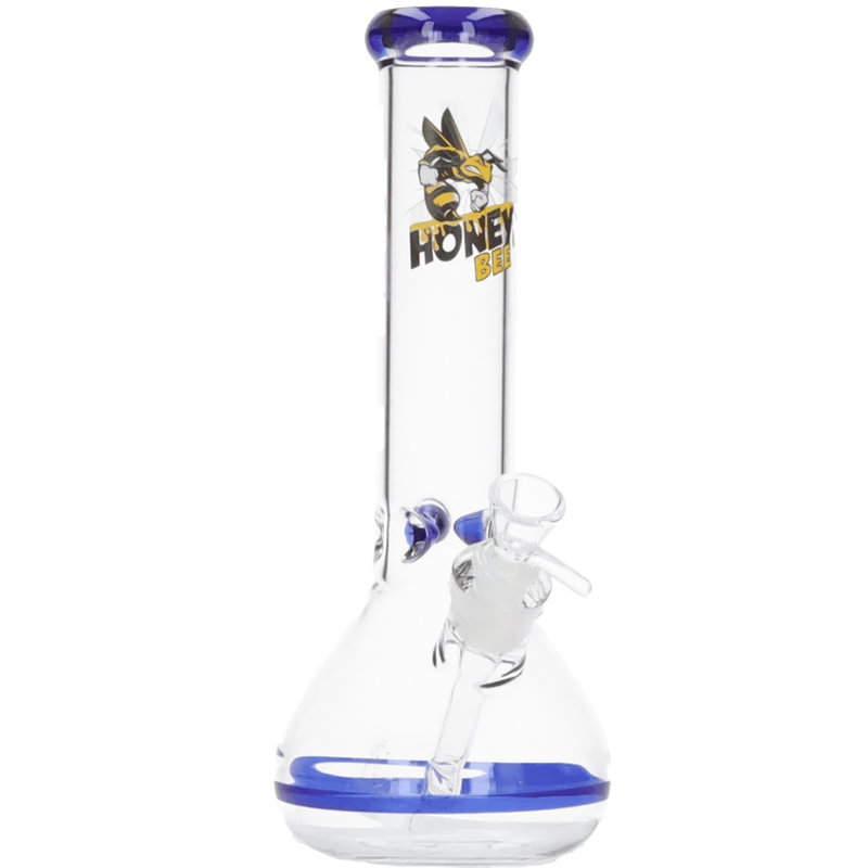 Honey Bee Glasbong konisch transparent mit blau, 30,5
