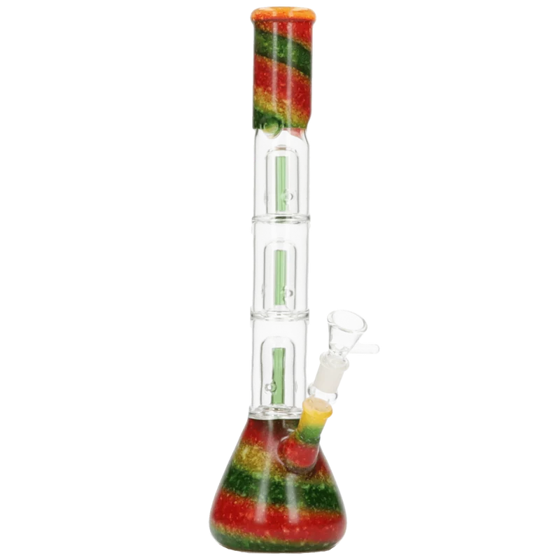Glasbong Ice+Percolator konisch transparent Rastafarben, 37,5cm