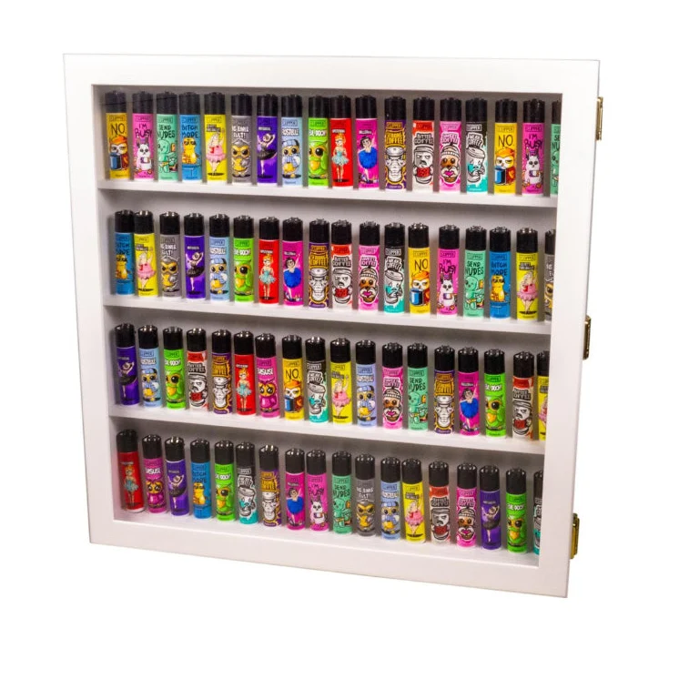 Clipper Vitrine für 72 Feuerzeuge – Weiss (42 × 42 cm)