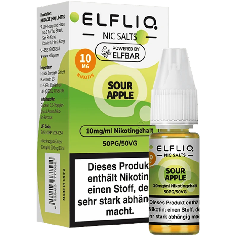 ELFBAR ELFLIQ Sour Apple Nikotinsalz Liquid 10ml