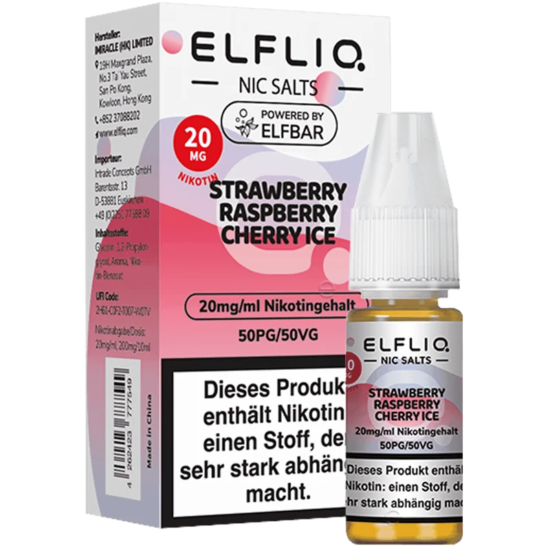 ELFBAR ELFLIQ Strawberry Raspberry Cherry Ice Nikotinsalz Liquid 10ml