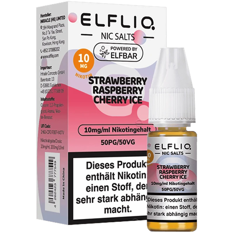 ELFBAR ELFLIQ Strawberry Raspberry Cherry Ice Nikotinsalz Liquid 10ml