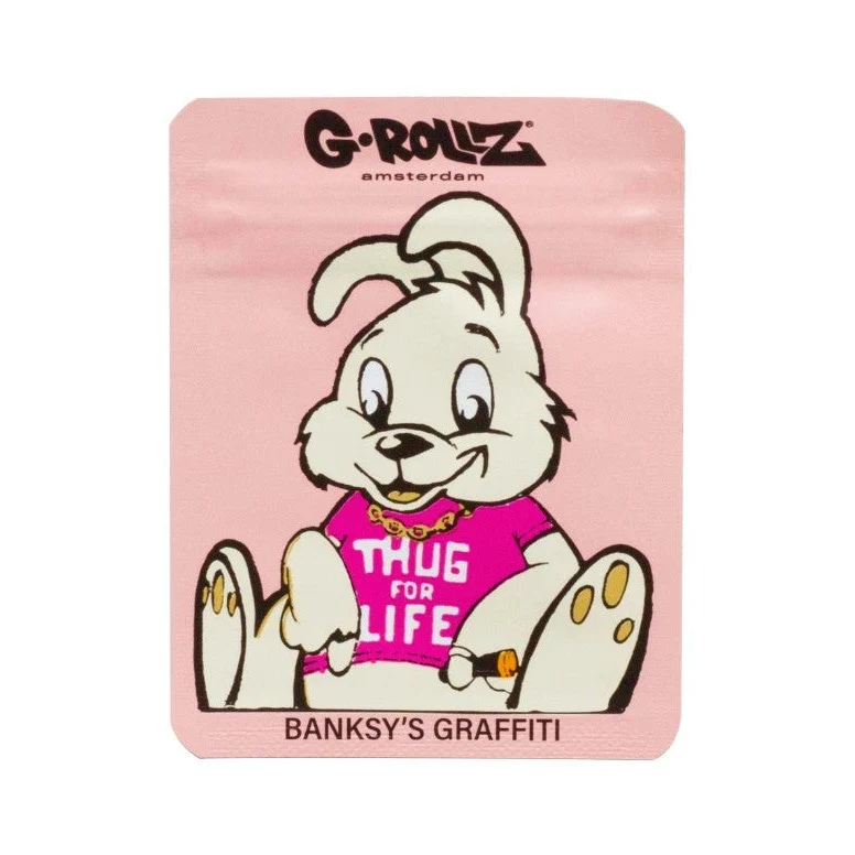 G-Rollz Banksy Bag «Thug for Life» Pink – Zip-Beutel 6.5 × 8.5 cm