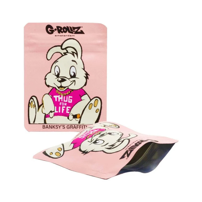 G-Rollz Banksy Bag «Thug for Life» Pink – Zip-Beutel 6.5 × 8.5 cm
