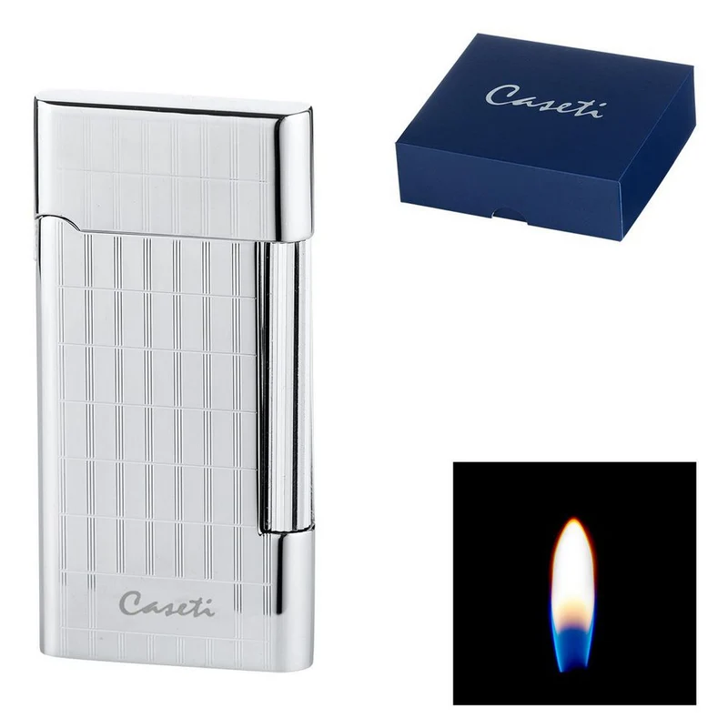 CASETI Flint Cigaret Lighter - Striped Chrome