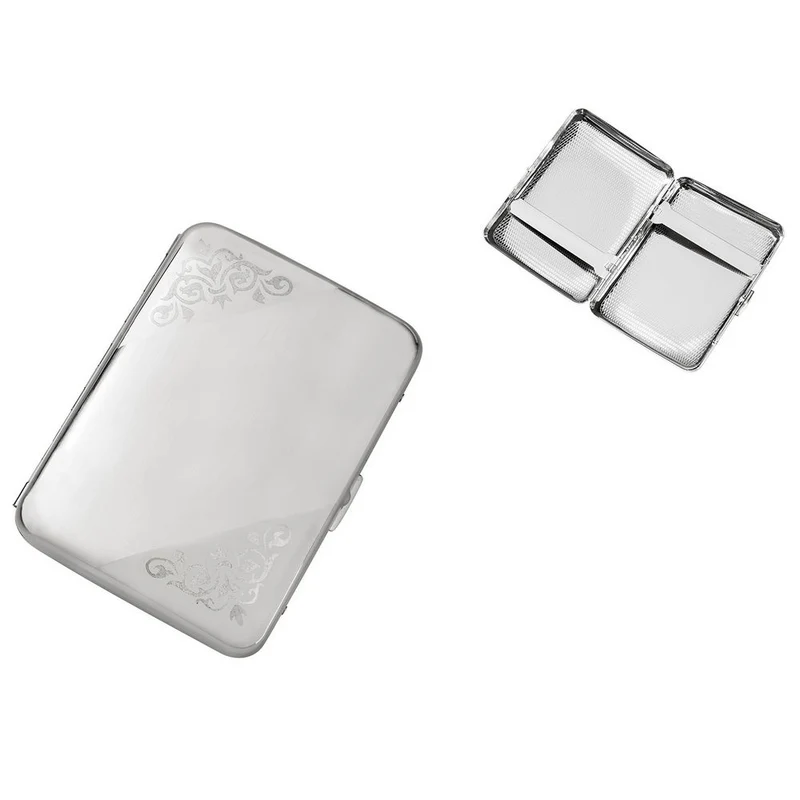 Winjet Cigaret Etui - 18 King Size Cigaretter - Børstet Chrom Deco