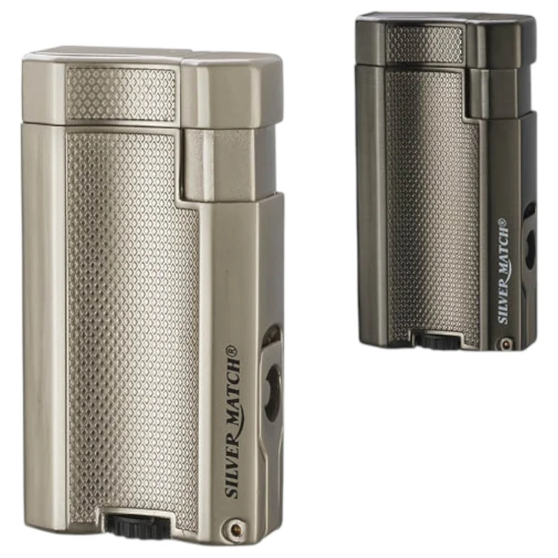 Cigar Lighter - Silver Match London - Double Torch & Puncher