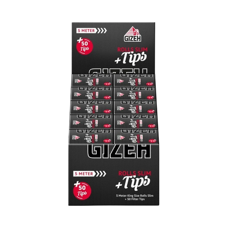 GIZEH BLACK - Rolls Slim + Tips (20er)