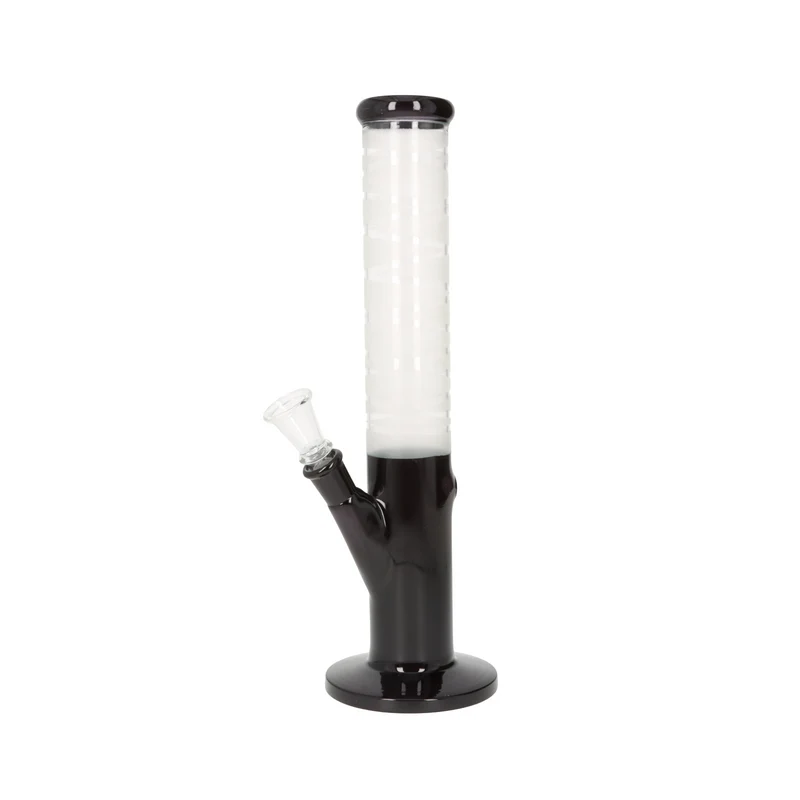 Super Heroes Glasbong Zylinder, schwarz/transparent/sandgestrahlt, H. 35 cm Ø 4,7 cm