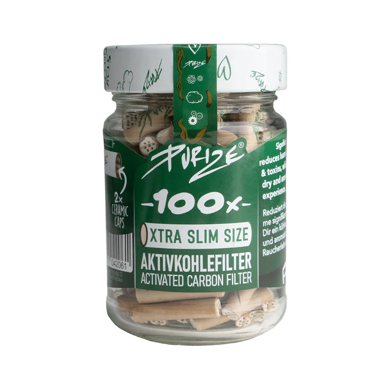Purize Aktivkohlefilter Xtra Slim 6 mm im Glas – Organic (100 Stk.)