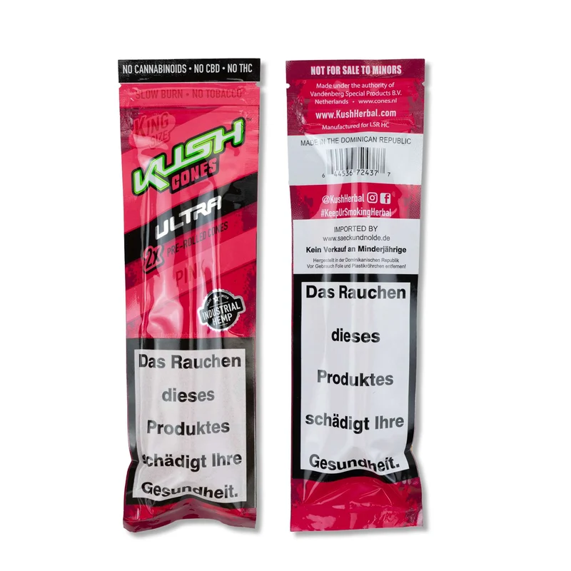 KUSH Ultra Herbal Cones pink, Kiwi Strawberry, Inhalt: 2 Stück