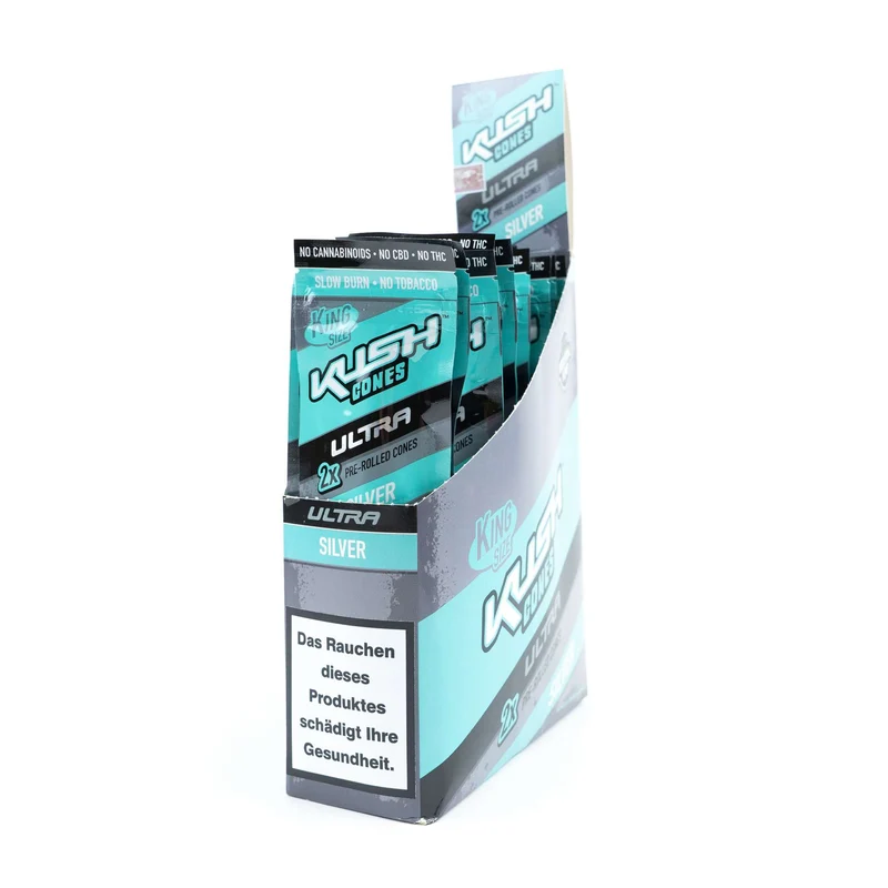 KUSH Ultra Herbal Cones silver, Zero, Inhalt: 2 Stück