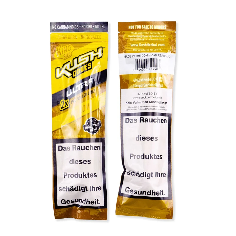 KUSH Ultra Herbal Cones yellow, Lemonade, Inhalt: 2 Stück