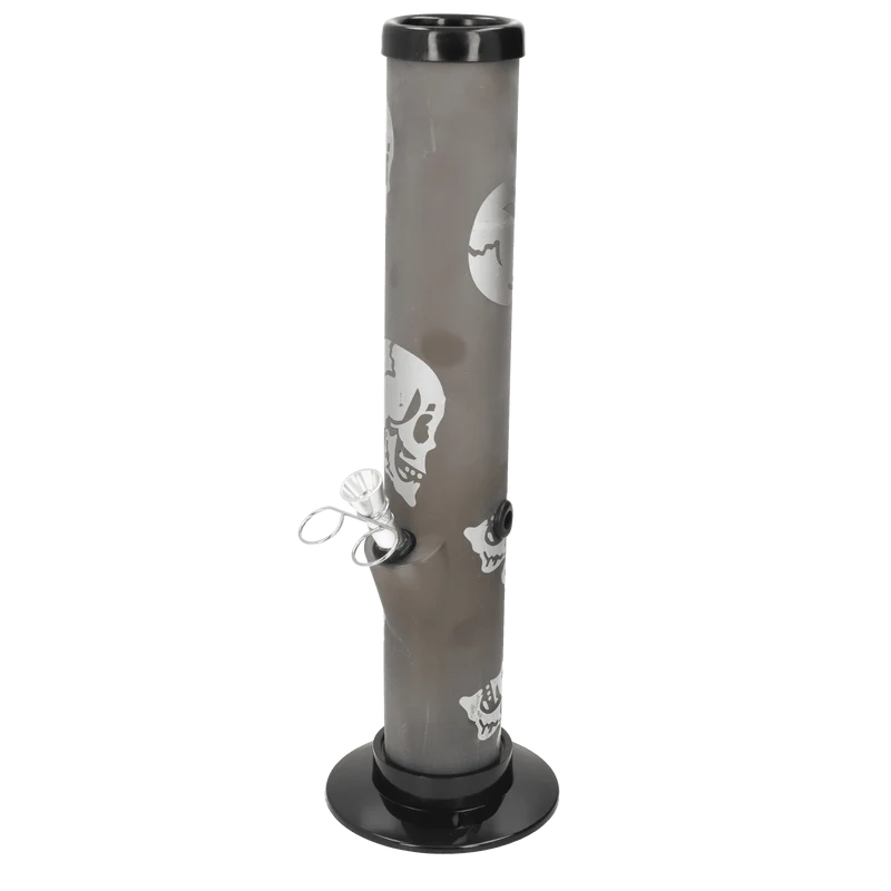Bong Boss Acrylbong anthrazit/Totenkopf silberfb., H.32cm, Ø5cm, Metallchillum