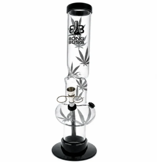 Bong Boss Acrylbong transparent/Hanf silberfb., H.32cm, Ø5cm, Metallchillum
