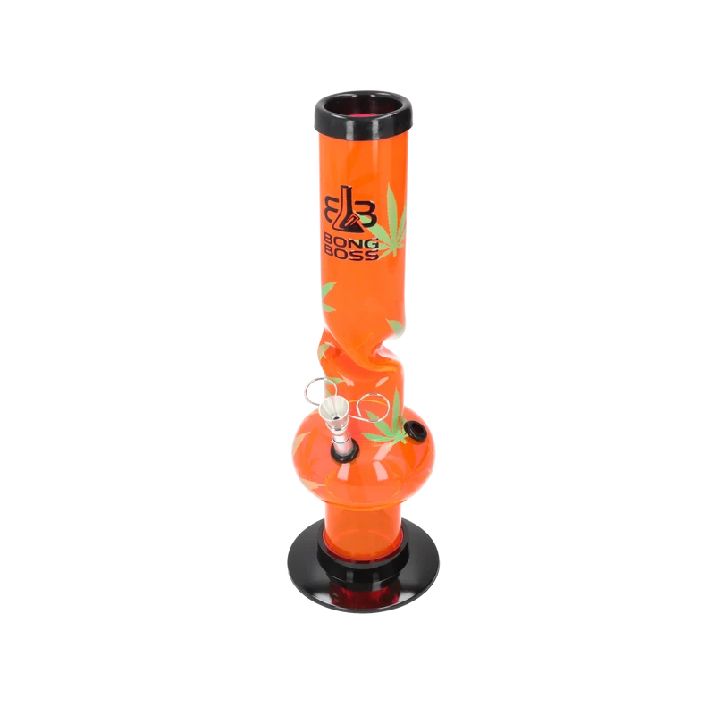 Bong Boss Acrylbong neonfarben/Hanf grün, H.32cm, Ø5cm, Metallchillum
