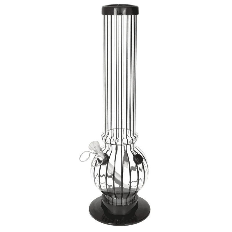 Bong Boss Acrylbong transparent/Streifen schwarz, H.32cm, Ø5cm, Metallchillum