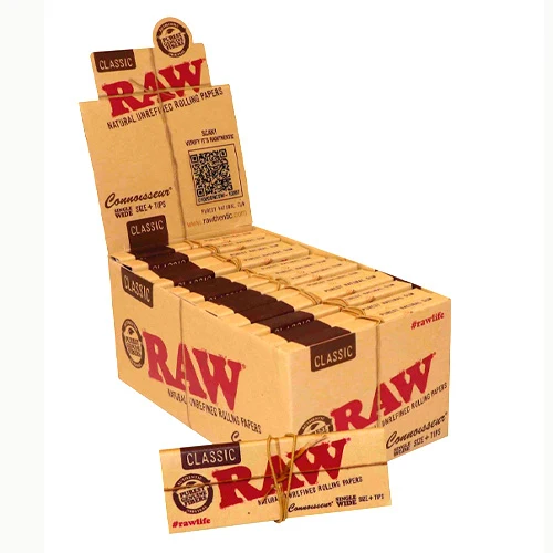 Raw SingleWide +Tips - Connoisseur Classic (Display à 24 Heftchen)