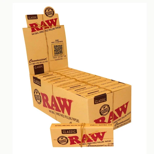 Raw 1 1/4 +Tips prerolled - Connoisseur Classic (Display à 24 Heftchen)