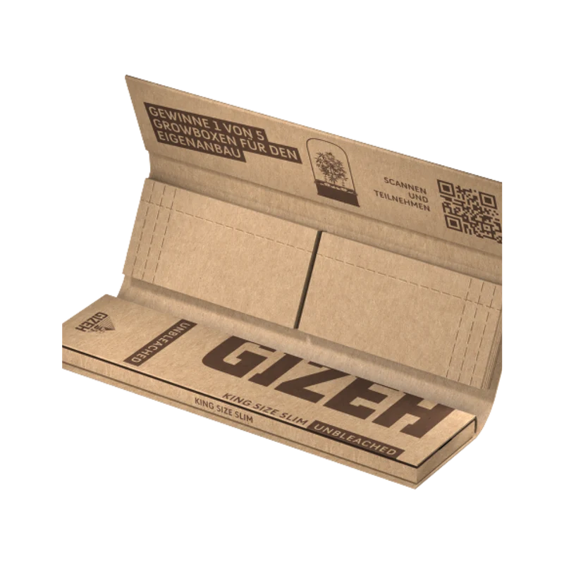 GIZEH Unbleached - King Size Slim + Tips - 26 Heftchen - je 34 Blatt + 34 Tips