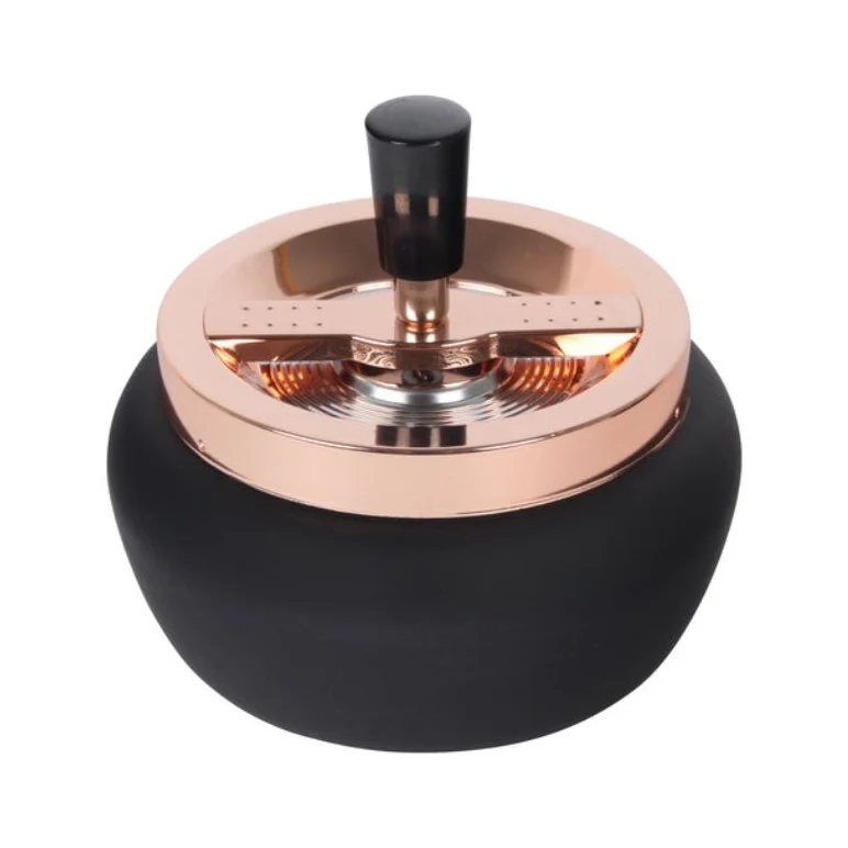 Drehaschenbecher Schwarz/Roségold 13 cm