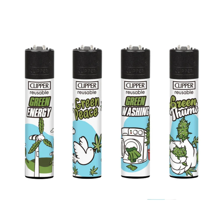 Clipper Feuerzeug «Green D» – 4er-Pack