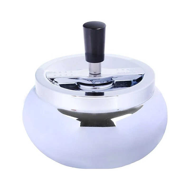 Drehaschenbecher Bauchig Chrom 13 cm