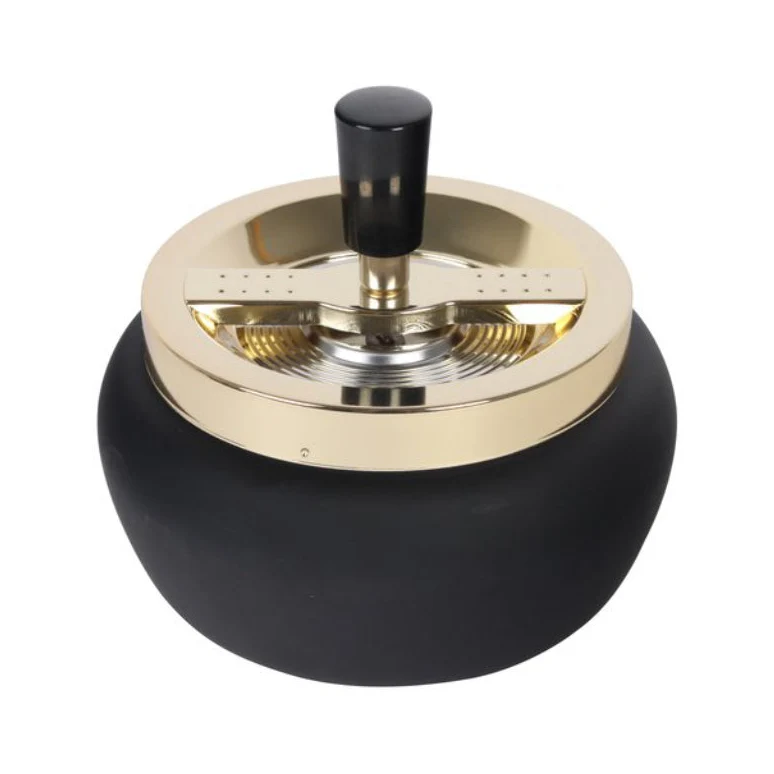 Drehaschenbecher Schwarz/Gold 13 cm