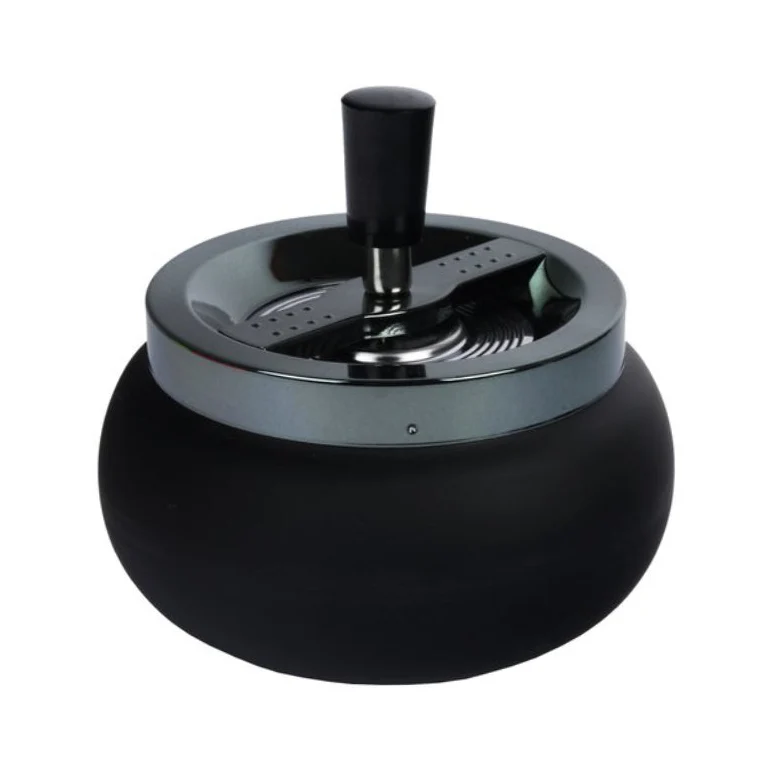 Drehaschenbecher Schwarz 13 cm