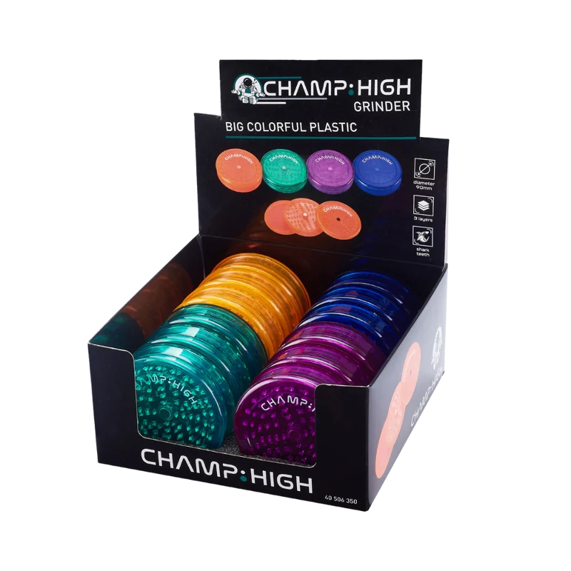 CHAMP HIGH GRINDER - Big Colorful Plastic 3-lagig - 90mm
