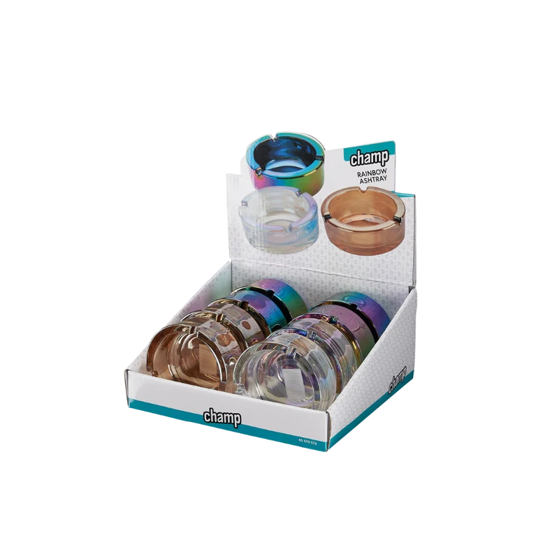 CHAMP - Glasaschenbecher Rainbow - 9,1 cm x 8 - 3-farbig