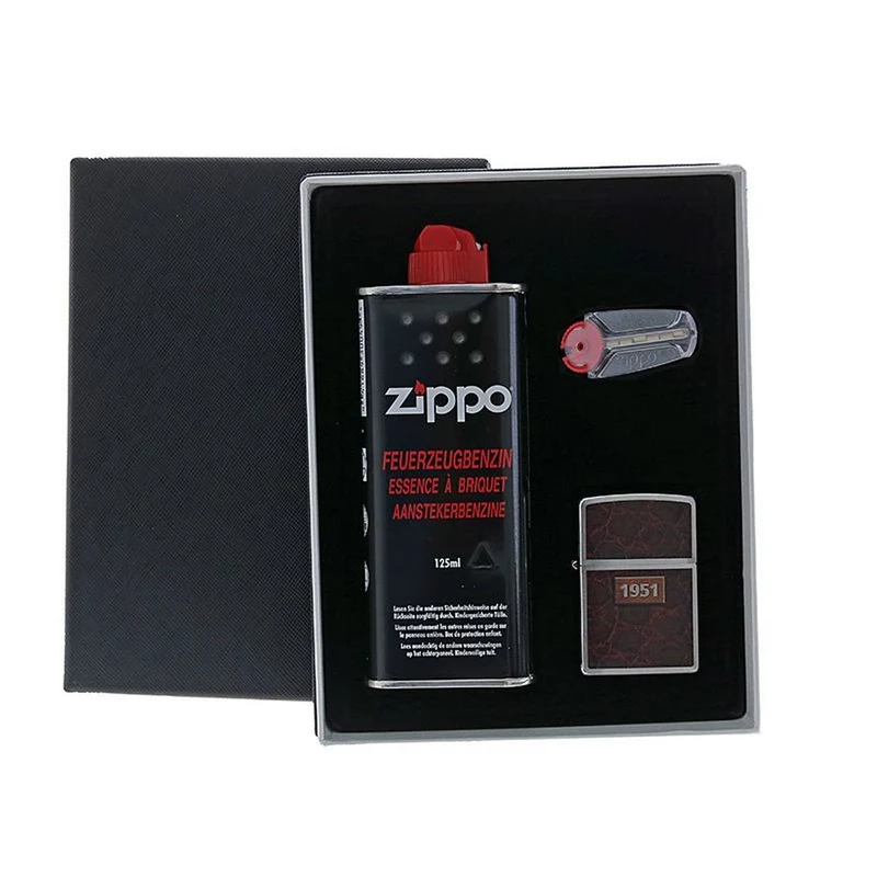 Leather Wrap Zippo Lighter i Gaveæske