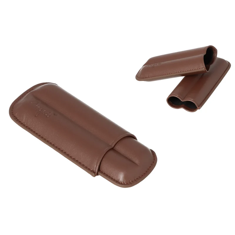 Angelo Cigar Etui - 2 stk. 45 Ring Gauge - Brunt Læder Imitat