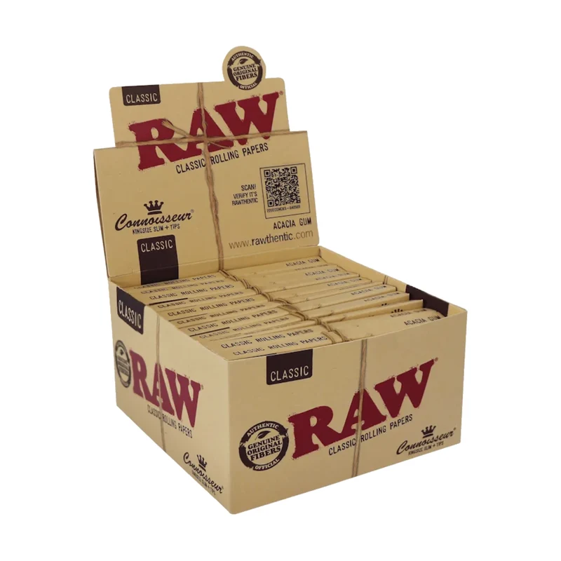 RAW Classic Connoisseur King Size Slim + Tips – Papers 24 Stk.