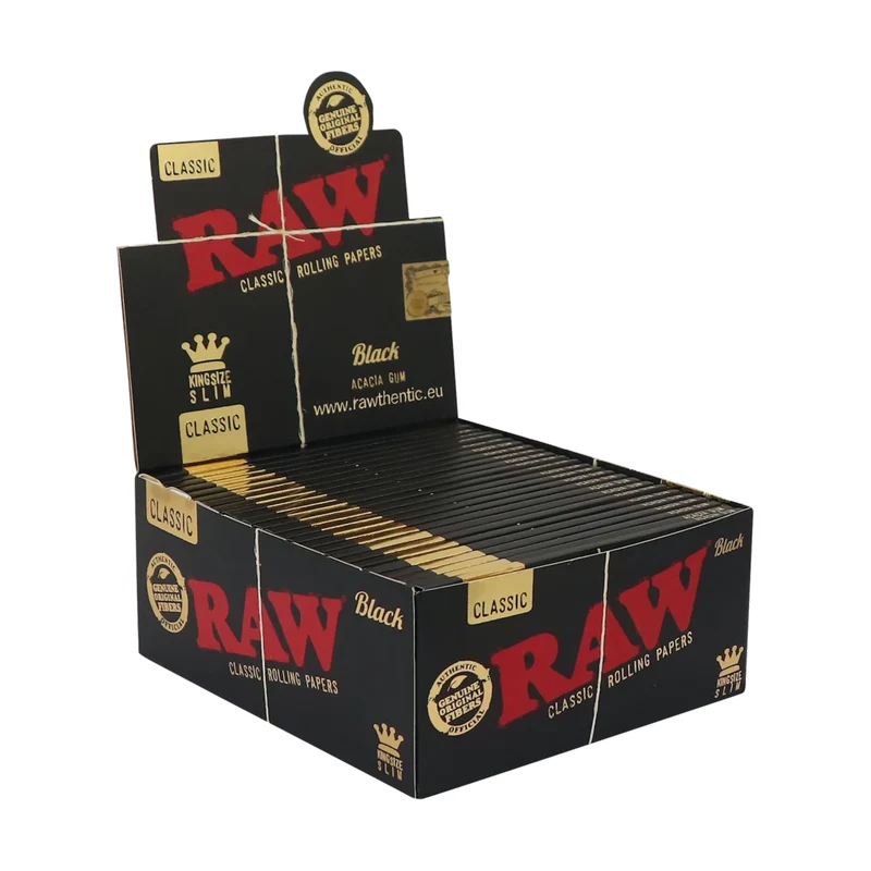 RAW Black King Size Slim – Papers Display 50 x 32 Blatt