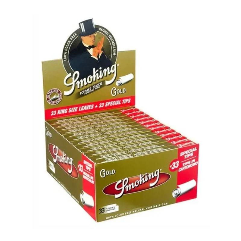 Smoking Gold King Size + Tips – Display, 24 Hefte à 33 Blatt + 33 Tips