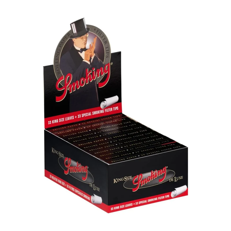 Smoking De Luxe King Size + Tips – Display, 24 Hefte à 33 Blatt + 33 Tips