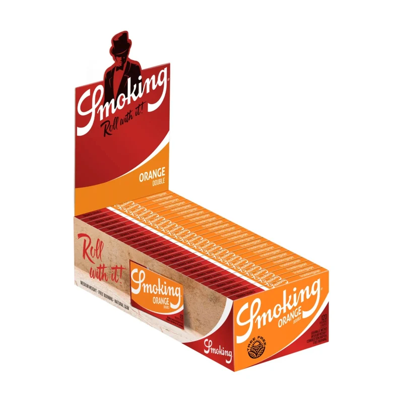 Smoking Orange Double Window Papers – Display, 25 Hefte à 120 Blatt