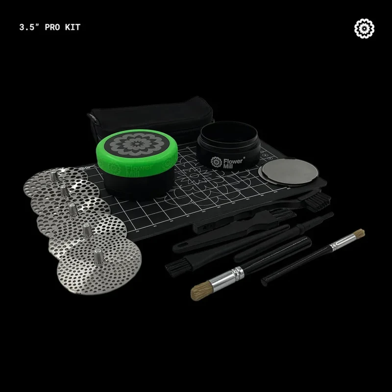 Flower Mill Premium Pro Stainless Kit – Grinder 89 mm 3-teilig