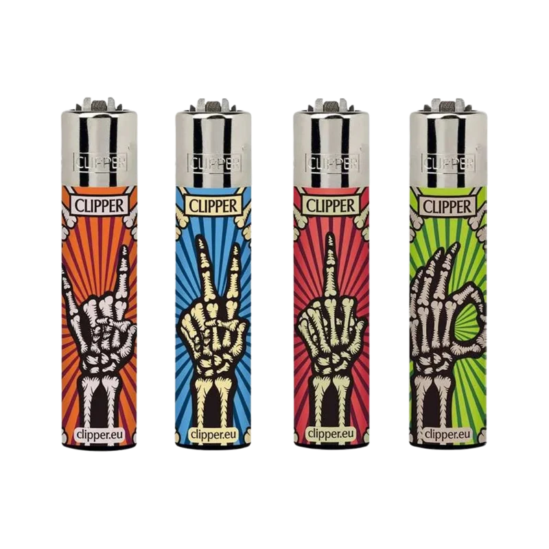 Clipper Skeleton Fingers – Feuerzeug nachfüllbar, 48er Display